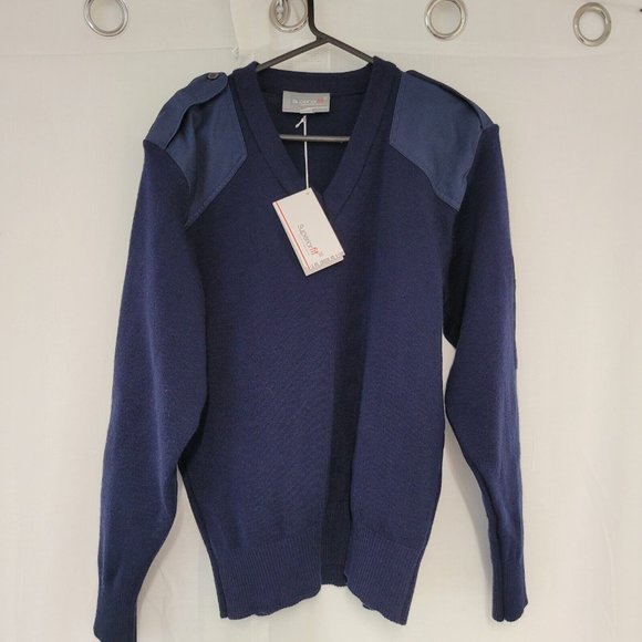 Wool sweater pullover jumper Eppaulets pilot patrol Military Commando Size 16 - Picture 10 of 12